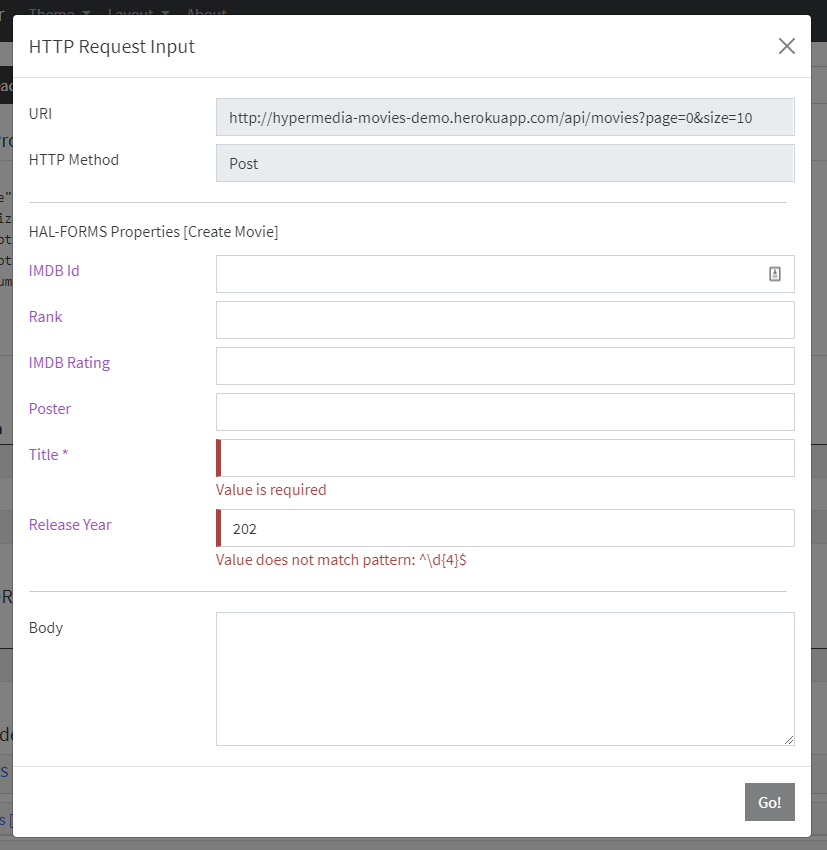 hal forms post dialog